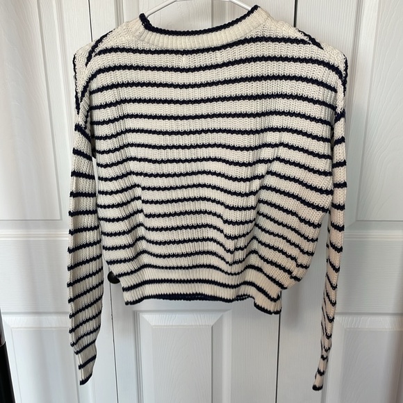 Navy and White Cropped Urban Outfitters Knit Sweater XS - Picture 3 of 4